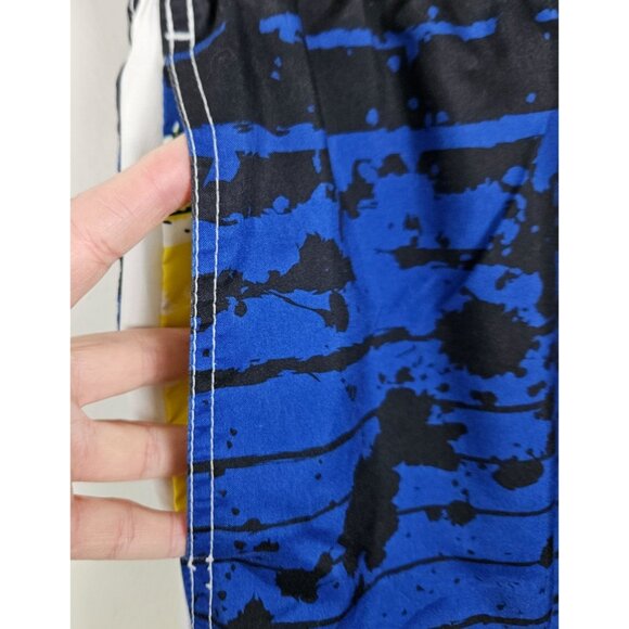 Wave Zone Mens M Blue/Yellow Drawstring Waist Swim Trunks Cargo Pockets Surf - Picture 2 of 8